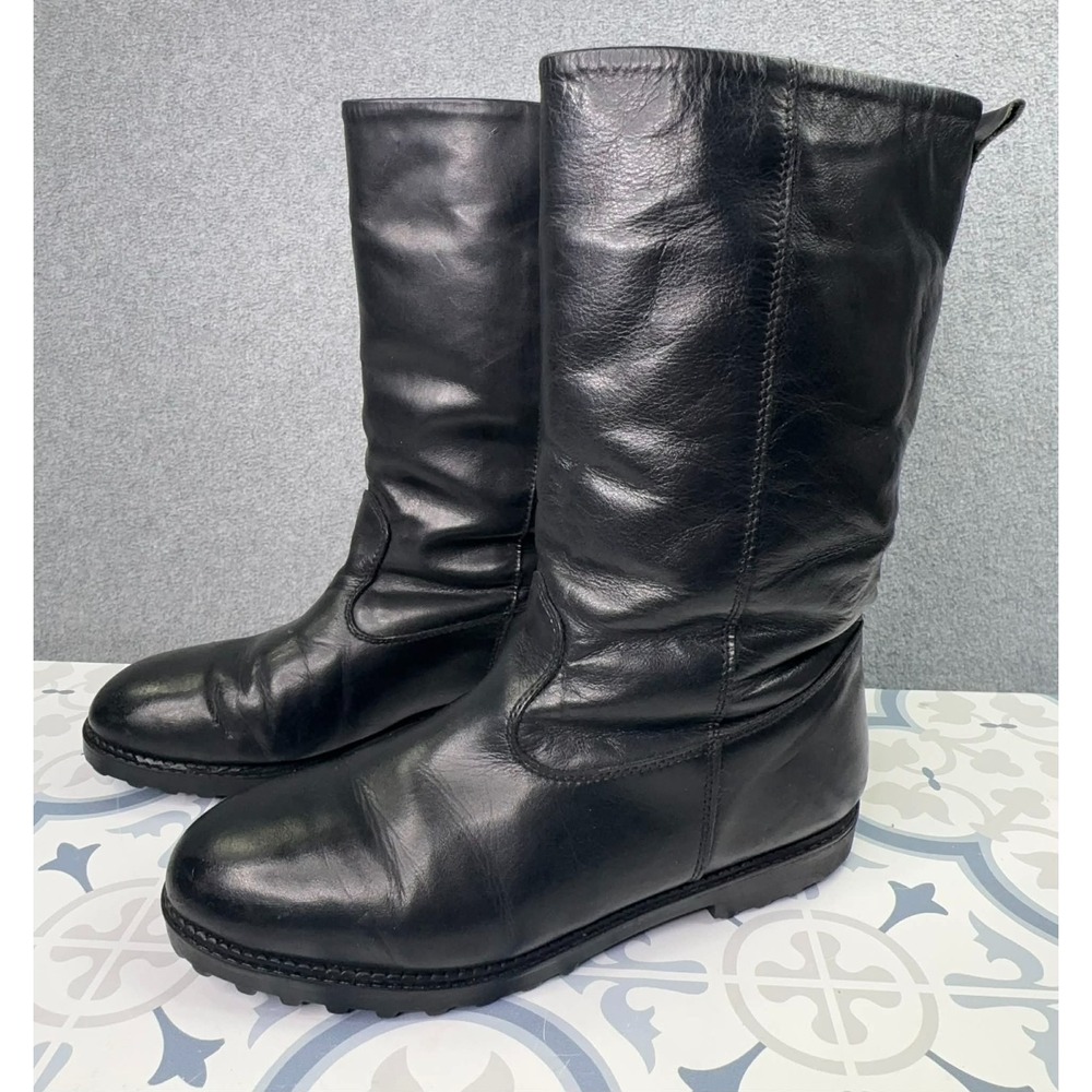 VTG LL Bean Shearling Lined Leather Winter Boots Men's 8.5M Made in Canada RARE